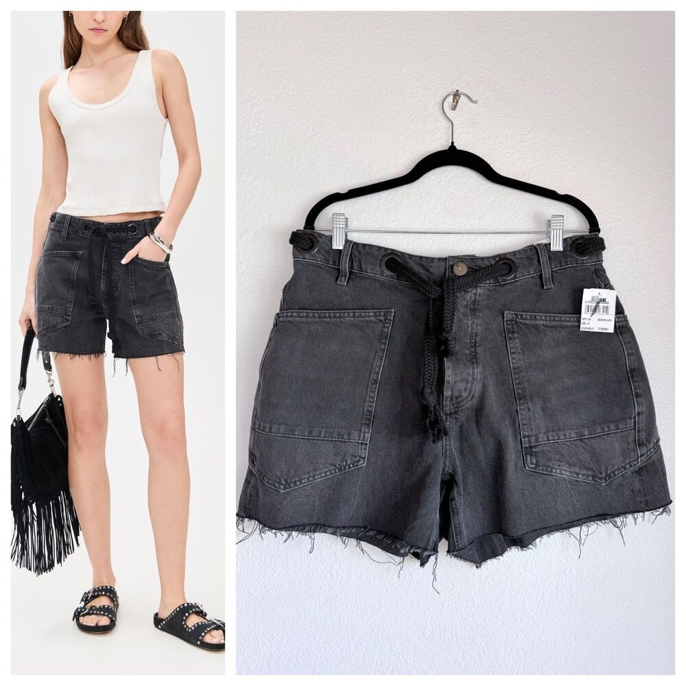 NWT Free People We The Free Moxie Shorts Night Hawk Black Sz 30 (Altered Button)
